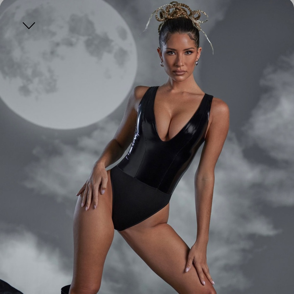 OHPOLLY Vinyl Black Bodysuit